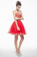 Artistic Coral Red Sweetheart Neckline Appliques and Ruffles Prom Dresses Sleeveless Side Zipper