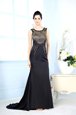 Floor Length Black Red Carpet Gowns Chiffon Sleeveless Beading