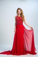 Red Scoop Side Zipper Beading Homecoming Dress Court Train Sleeveless