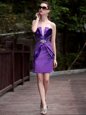 Flirting Satin V-neck Sleeveless Zipper Beading and Appliques Cocktail Dress in Purple