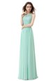 Suitable Apple Green Chiffon and Tulle Zipper Scoop Sleeveless Floor Length Prom Gown Ruffles