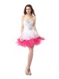 Glamorous Sweetheart Sleeveless Lace Up Prom Party Dress Pink And White Organza