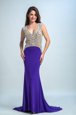 Purple Backless Runway Inspired Dress Beading Sleeveless Floor Length