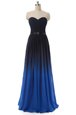 Affordable Blue And Black Lace Up Evening Outfits Ruching and Belt Sleeveless Floor Length