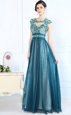Perfect Teal Zipper Scoop Lace Mother Of The Bride Dress Chiffon Sleeveless