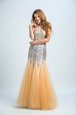 Sleeveless Floor Length Sequins Zipper Oscars Dresses with Gold