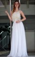 Smart Satin Straps Sleeveless Zipper Beading Dress for Prom in White