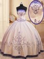 White Sleeveless Beading and Embroidery Floor Length Quinceanera Gown