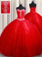 Red Lace Up Sweet 16 Dress Beading Sleeveless