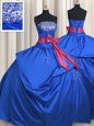 Beautiful Ball Gowns Vestidos de Quinceanera Blue Strapless Taffeta Sleeveless Floor Length Lace Up
