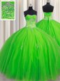 Custom Fit Ball Gowns Beading 15th Birthday Dress Lace Up Tulle Sleeveless Floor Length