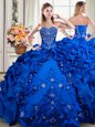 Royal Blue Sleeveless Floor Length Beading and Embroidery and Pick Ups Lace Up Sweet 16 Quinceanera Dress