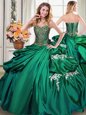 Four Piece Orange Quince Ball Gowns Military Ball and Sweet 16 and Quinceanera and For with Beading and Ruffles and Sequins Sweetheart Sleeveless Lace Up