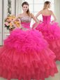 Wonderful Sequins Ruffled Floor Length Multi-color Quinceanera Gowns Strapless Sleeveless Lace Up