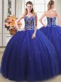 Suitable Royal Blue Sweetheart Lace Up Beading Quinceanera Dresses Sleeveless