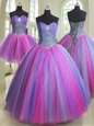 Elegant Three Piece Sleeveless Beading Lace Up Quinceanera Dresses