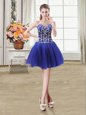 Enchanting Royal Blue Prom Party Dress Prom and Party and For with Beading and Sequins Sweetheart Sleeveless Lace Up