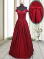 Exquisite Off the Shoulder Wine Red Sleeveless Taffeta Lace Up for Prom