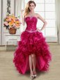 Clearance Organza Sleeveless High Low Dress for Prom and Beading and Ruffles