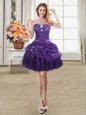 Dynamic Pick Ups Mini Length Purple Prom Dress Sweetheart Sleeveless Lace Up