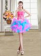 Ideal Sweetheart Sleeveless Organza and Tulle Prom Gown Beading and Ruffles Zipper