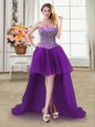 Popular Tulle Sleeveless High Low Prom Dress and Beading