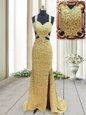 Best Gold Straps Neckline Beading Evening Outfits Sleeveless Backless