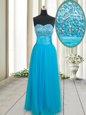 Trendy Empire Prom Dress Baby Blue Sweetheart Tulle Sleeveless Floor Length Lace Up