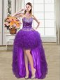 Artistic Eggplant Purple Sleeveless Tulle Lace Up Evening Dresses for Prom and Party