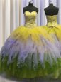 Visible Boning Multi-color Sleeveless Tulle Lace Up Sweet 16 Dress for Military Ball and Sweet 16 and Quinceanera