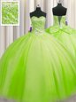 Trendy Big Puffy Tulle Lace Up Sweetheart Sleeveless Floor Length Quinceanera Gowns Beading