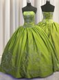 Beautiful Olive Green Sleeveless Beading and Embroidery Floor Length Quinceanera Gowns
