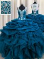Zipple Up See Through Back Sleeveless Beading and Ruffles and Sequins and Pick Ups Zipper Quinceanera Dresses