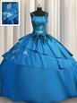 Visible Boning Bling-bling Sleeveless Brush Train Lace Up With Train Beading and Ruffles Vestidos de Quinceanera