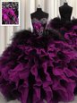 Graceful Organza and Tulle Sweetheart Sleeveless Lace Up Beading and Ruffles Sweet 16 Dress in Multi-color