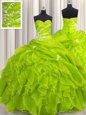 Clearance Quince Ball Gowns Military Ball and Sweet 16 and Quinceanera and For with Beading and Ruffles Strapless Sleeveless Sweep Train Lace Up