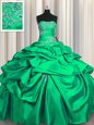 Organza Sleeveless Floor Length Ball Gown Prom Dress and Beading and Appliques and Ruffles