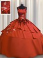 Eye-catching Rust Red Sleeveless Beading and Embroidery Floor Length Ball Gown Prom Dress