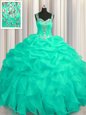 Dynamic See Through Zipper Up Turquoise Quinceanera Gown Military Ball and Sweet 16 and Quinceanera and For with Appliques and Ruffles Straps Sleeveless Zipper