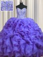 Best Bling-bling With Train Ball Gowns Sleeveless Lavender Ball Gown Prom Dress Brush Train Lace Up