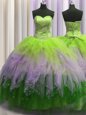 Romantic Visible Boning Multi-color Sweet 16 Dresses Military Ball and Sweet 16 and Quinceanera and For with Beading and Ruffles and Sequins Sweetheart Sleeveless Lace Up