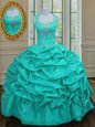Glittering Pick Ups Ball Gowns Quinceanera Gown Yellow Green Straps Taffeta Sleeveless Floor Length Lace Up