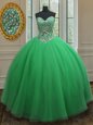 Sweetheart Sleeveless Tulle Quinceanera Gowns Beading Lace Up