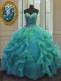 Ball Gowns Quinceanera Gowns Yellow Green Sweetheart Organza Sleeveless Floor Length Lace Up