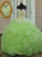 Popular Sweetheart Sleeveless Sweep Train Lace Up 15th Birthday Dress Organza