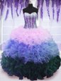 Vintage Purple Ball Gowns Halter Top Sleeveless Tulle Floor Length Lace Up Beading Quinceanera Dresses