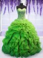 Custom Fit Lace Up Sweet 16 Quinceanera Dress Beading and Ruffles Sleeveless Floor Length