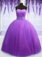 Sleeveless Lace Up Floor Length Belt 15th Birthday Dress
