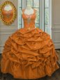 Discount Pick Ups Straps Sleeveless Lace Up Sweet 16 Dresses Orange Taffeta
