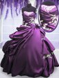Adorable Taffeta Strapless Sleeveless Lace Up Appliques and Pick Ups Sweet 16 Dress in Purple